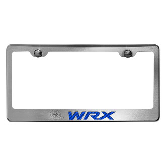 ACC® - Brushed License Plate Frame with Blue Carbon Fiber WRX Logo