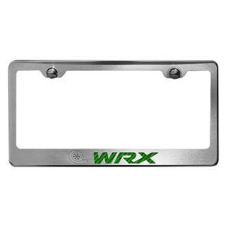 ACC® - Brushed License Plate Frame with Green Carbon Fiber WRX Logo