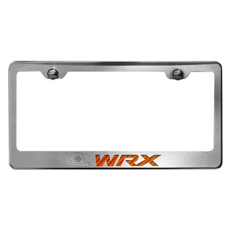 ACC® - Brushed License Plate Frame with Orange Carbon Fiber WRX Logo