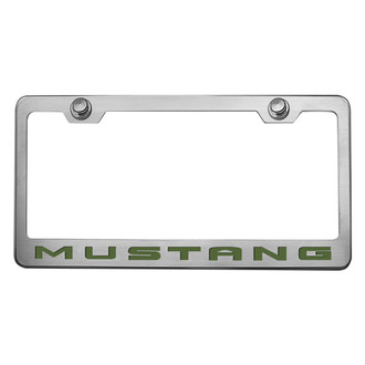 ACC® - Brushed License Plate Frame with Bullet Green Mustang Logo