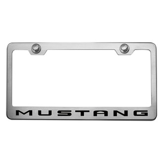 ACC® - Brushed License Plate Frame with Black Solid Mustang Logo