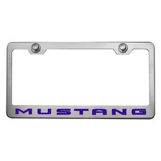 ACC® - Brushed License Plate Frame with Purple Carbon Fiber Mustang Logo