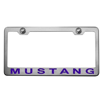 ACC® - Brushed License Plate Frame with Style 2 Purple Carbon Fiber Mustang Logo