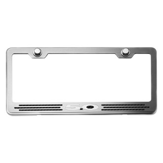 ACC® - Brushed License Plate Frame with Black Carbon Fiber 5.0 Logo and Inlay