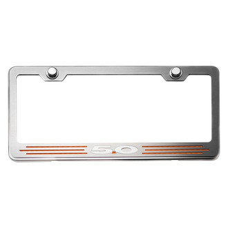 ACC® - Brushed License Plate Frame with Orange Carbon Fiber 5.0 Logo and Inlay