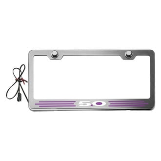 ACC® - Brushed License Plate Frame with 5.0 Logo and Purple Illuminated