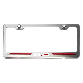 ACC® - Brushed License Plate Frame with Red Carbon Fiber 5.0 Logo and Inlay
