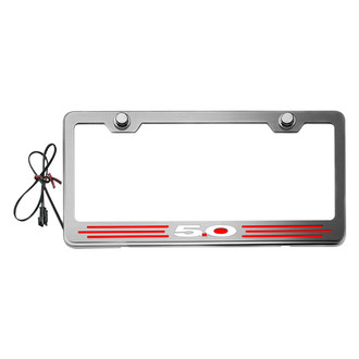 ACC® - Brushed License Plate Frame with 5.0 Logo and Red Illuminated