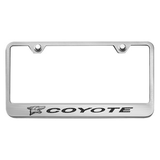 ACC® - Brushed License Plate Frame with Black Carbon Fiber Coyote Logo