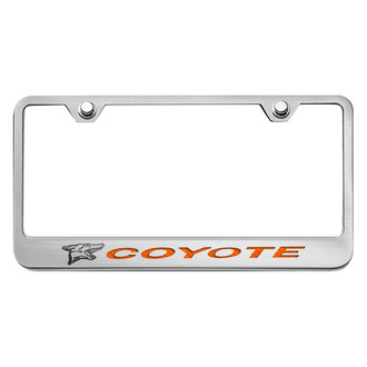 ACC® - Brushed License Plate Frame with Orange Carbon Fiber Coyote Logo
