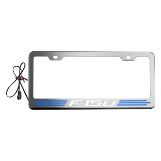 Recon Billet Black License Plate Frame w Red Illuminated Ford F-150 Logo