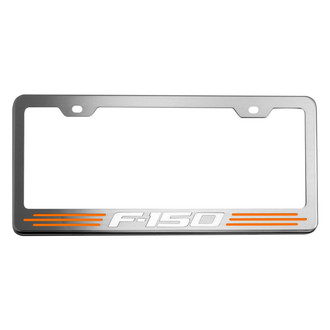 ACC® - Brushed License Plate Frame with Orange Fury F-150 Logo and Inlay