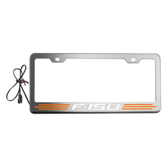 ACC® - Brushed License Plate Frame with F-150 Logo and Orange Illuminated Inlay