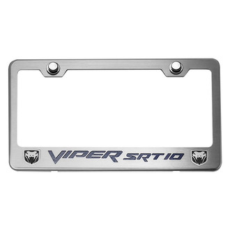 ACC® - Brushed License Plate Frame with Black Carbon Fiber SRT 10 Logo