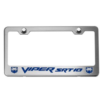 ACC® - Brushed License Plate Frame with Dark Blue Solid SRT 10 Logo