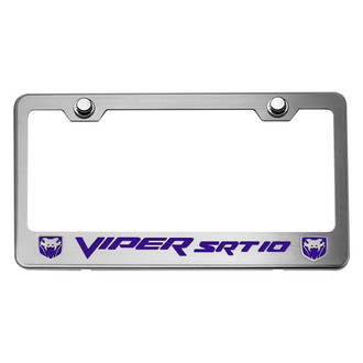 ACC® - Brushed License Plate Frame with Plum Crazy Purple Solid SRT 10 Logo