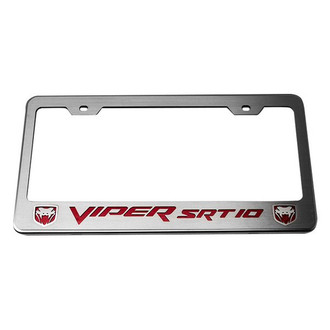 ACC® - Brushed License Plate Frame with Red Carbon Fiber SRT 10 Logo