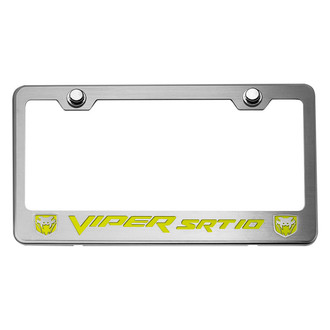 ACC® - Brushed License Plate Frame with Sublime Green Solid SRT 10 Logo