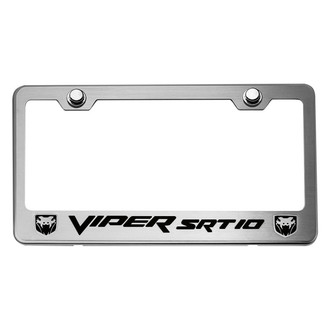 ACC® - Brushed License Plate Frame with Black Solid SRT 10 Logo