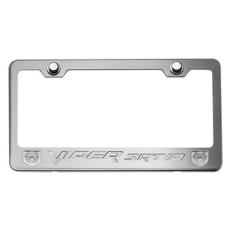 ACC® - Brushed License Plate Frame with White Carbon Fiber SRT 10 Logo