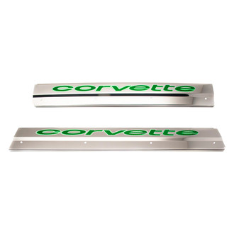 ACC® - Polished Door Sills with Synergy Green Corvette Logo