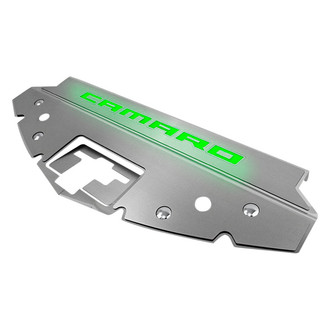 ACC® - GM Licensed Series Green Illuminated Brushed Front Header Plate with Camaro Logo