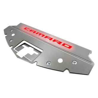 ACC® - GM Licensed Series Red Illuminated Brushed Front Header Plate with Camaro Logo