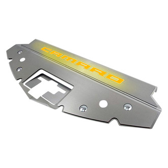 ACC® - GM Licensed Series Yellow Illuminated Brushed Front Header Plate with Camaro Logo