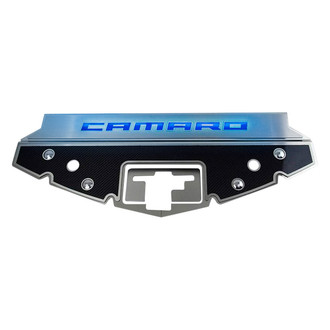 ACC® - GM Licensed Series Blue Illuminated Carbon Fiber Front Header Plate with Camaro Logo