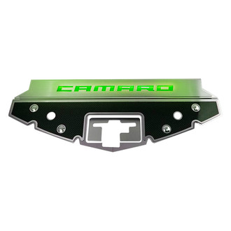 ACC® - GM Licensed Series Green Illuminated Carbon Fiber Front Header Plate with Camaro Logo