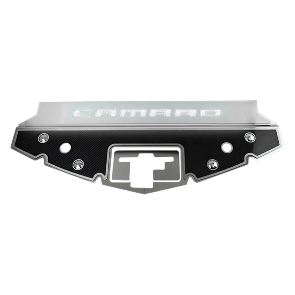 American Car Craft® - GM Licensed Series Illuminated Carbon Fiber Front Header Plate with Camaro Logo