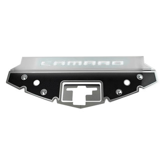 ACC® - GM Licensed Series White Illuminated Carbon Fiber Front Header Plate with Camaro Logo