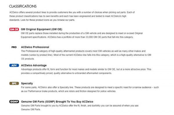 ACDelco® - Classification