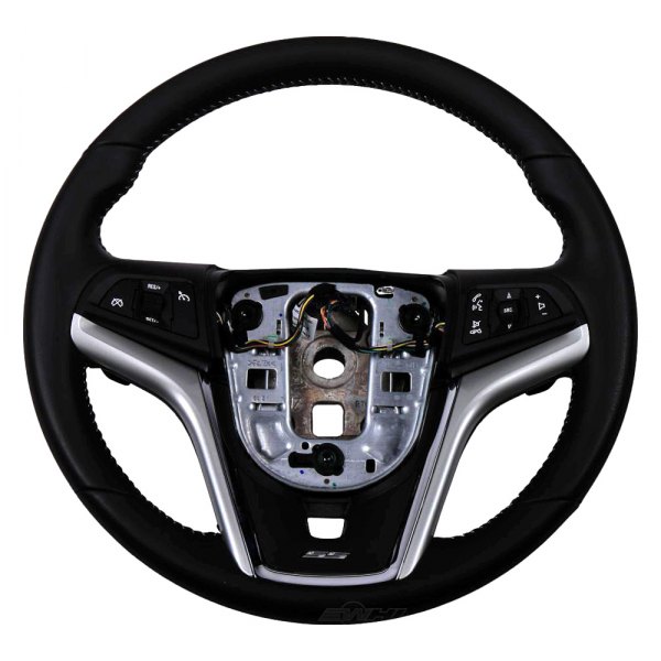 ACDelco® - Black Leather Wrapped Steering Wheel with Stone Stitching and SS Logo