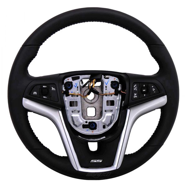 ACDelco® - Black Leather Wrapped Steering Wheel with Blue Stitching