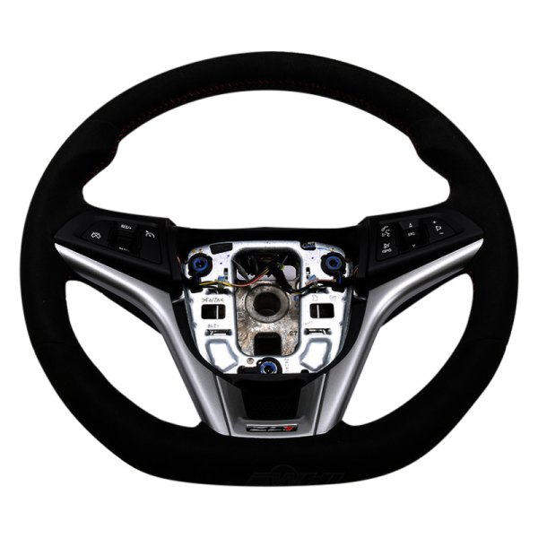 ACDelco® - Ebony Suede Steering Wheel with Torch Red Stitching