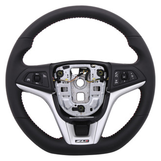 ACDelco® - 3-Spoke Standard Leather Wrapped Steering Wheel with Torch Red Stitching
