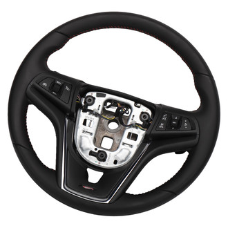 ACDelco® - 3-Spoke Standard Red Leather Wrapped Steering Wheel with Torch Red Stitching