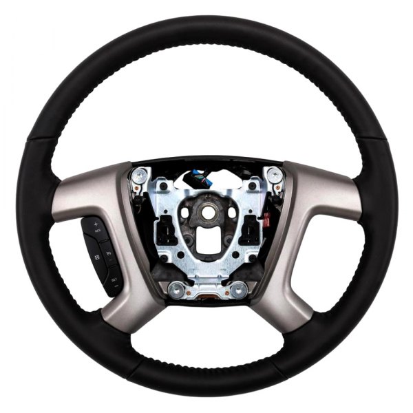 ACDelco® - Ebony Leather Wrapped Steering Wheel with Silver Trim Plates