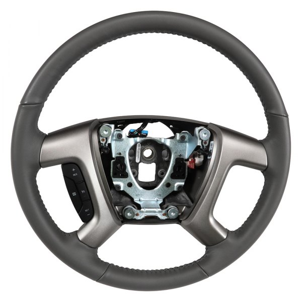 ACDelco® - Dark Titanium Leather Wrapped Steering Wheel with Silver Trim Plates