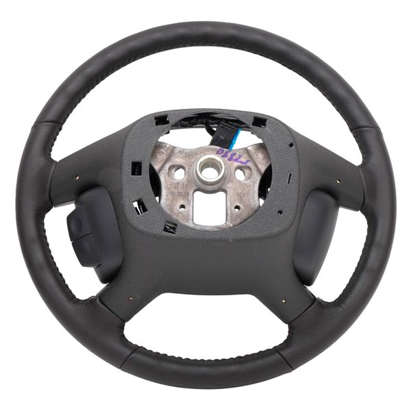 ACDelco® - Ebony Leather Wrapped Steering Wheel with Brushed Metal Trim Plate