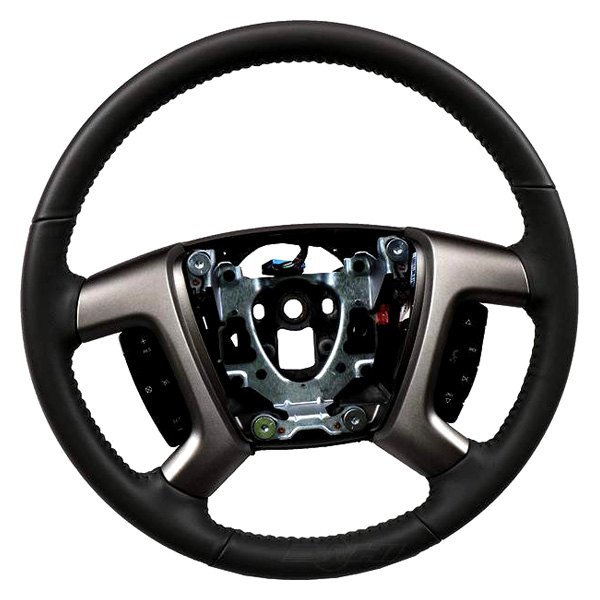 ACDelco® - Dark Titanium Leather Wrapped Steering Wheel with Silver Trim Plates