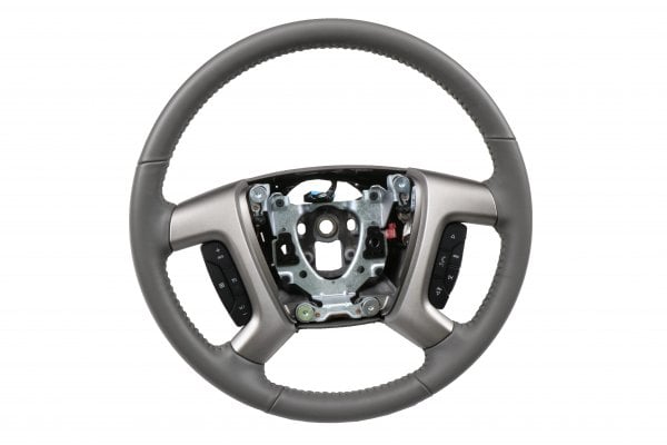 ACDelco® - Dark Titanium Leather Wrapped Steering Wheel with Silver Trim Plates