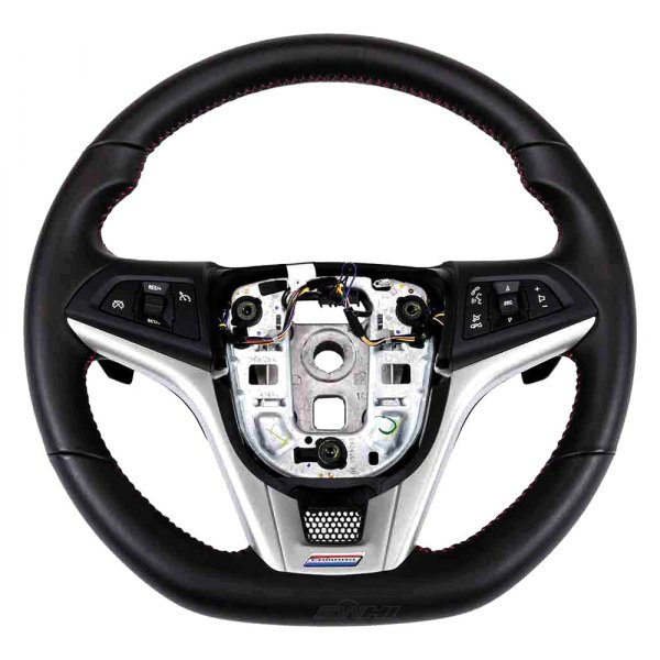 ACDelco® - Black Leather Wrapped Steering Wheel with Red Stitching