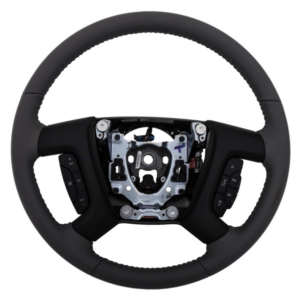 ACDelco® - Dark Titanium Leather Wrapped Steering Wheel with Black Trim Plates