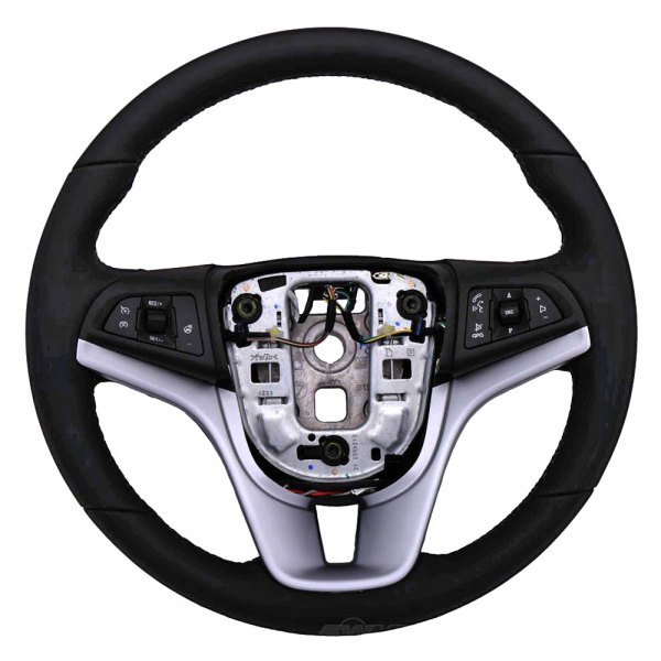 Acdelco® 42587909 3 Spoke Black Leather Wrapped Steering Wheel