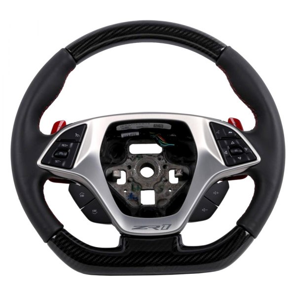 ACDelco® - Black Leather Wrapped Steering Wheel with Torch Red Stitching