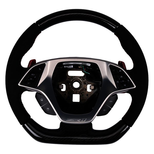 ACDelco® - Black Suede Steering Wheel with Red Stiching