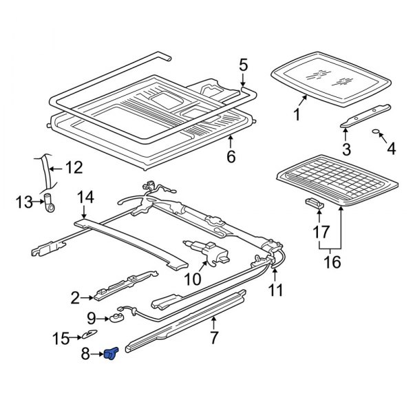 Sunroof Guide Rail Bracket