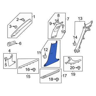 Acura OE - Left Lower Door Pillar Post Trim Set